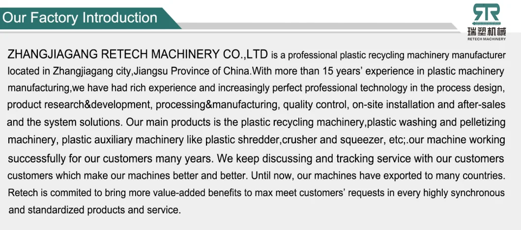 Plastic PE/PP/HDPE/LDPE/LLDPE/BOPP Film/Bag/Woven Bag/Non Woven/Fiber/Granulating Line/Granulation Plant/Agglomeration Recycling/Compact Pelletizing Machine