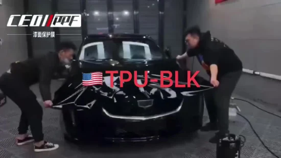 Etiqueta engomada negra ultrabrillante del coche que envuelve la película transparente de TPU Tph Ppf para la película protectora de la pintura del cuerpo del coche